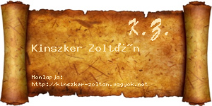 Kinszker Zoltán névjegykártya